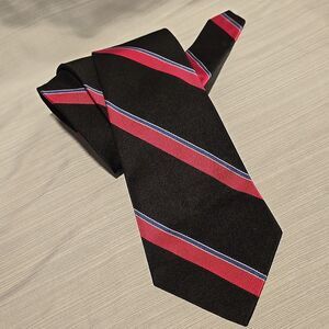 Polo Ralph Lauren Silk Necktie Men's Black Hot Pink Blue Handmade USA Classic